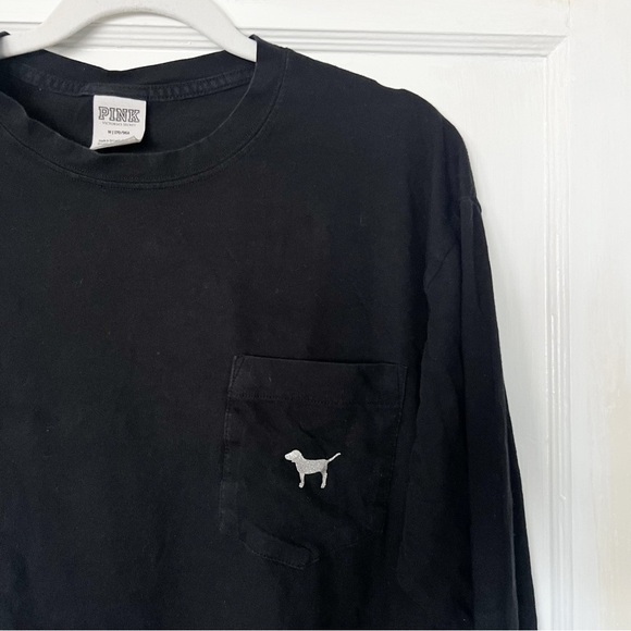 Victoria’s Secret PINK Black Sequins Bling Long Sleeve Tee | M - Picture 8 of 9